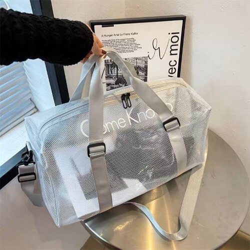 clear duffle bag