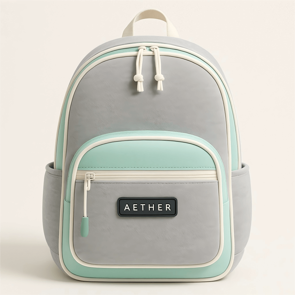 A bulky backpack with work materials and extra items.